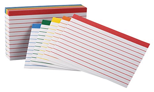 Color Coded Bar Ruled Index Cards, 3 x 5, Assorted Colors, 100/Pack