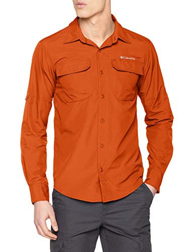 Columbia Silver Ridge II Camisa de Manga Larga, Hombre, Naranja (Desert Sun), M