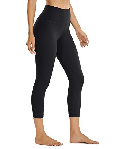 CRZ YOGA Mujer Deportivos Leggings Capri Pantalones Elastico para Yoga Pilates - 53cm Negro - 53cm 38
