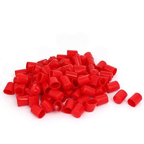 Cubierta protectora de rosca de tornillo de tapa de extremo con aislamiento de goma de 26 mm de diámetro interior Rojo 100 piezas