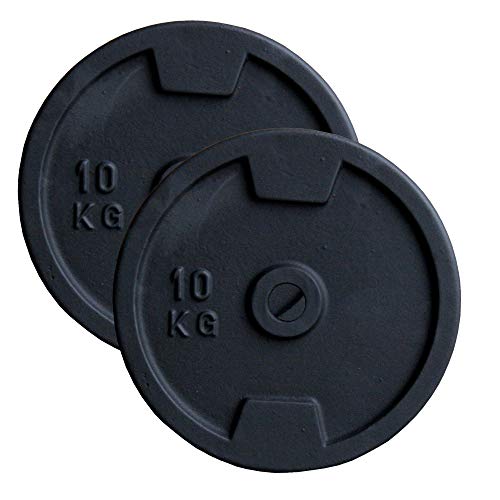 Discos de pesas (hierro fundido, 30 mm, 5, 10, 15 y 20 kg, 2 unidades de 10 kg)