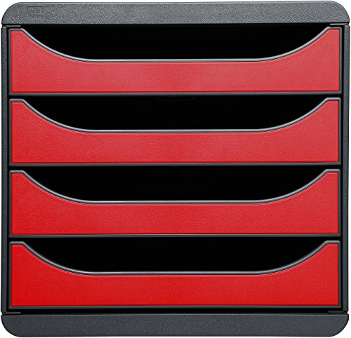 Exacompta 3107218D - Caja organizadora, 4 cajones, color rojo glossy