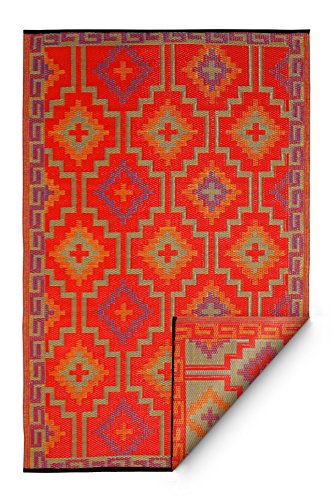 FAB HAB Lhasa - Orange & Violet Alfombra/tapete para Interiores y Exteriores (240 cm x 300 cm)