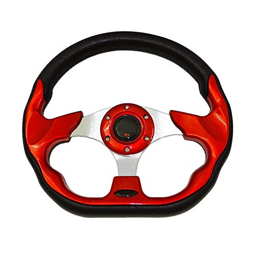 Fangaichen Adecuado para el Coche 12.5 Pulgadas 320mm Universal PU Carrera de Cuero JDM Auto Auto Car Steering Wheel Boton Botón de 6 Orificios Volante con Logo (Color : Red)