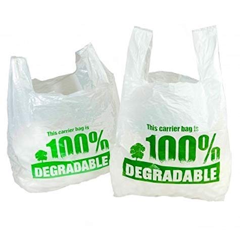 FM- 100 bolsas de plástico grandes de color blanco, 100% degradables, grandes, 13 x 48,3 x 53,3 cm, ecológicas