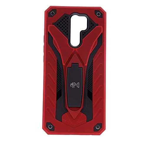 Funda Protectora para móvil Xiaomi Redmi 9 Con Soporte Diseño Armadura Resistente Elegante Carcasa Antigolpes Híbrida Blindada Reforzada Original Dura Armor Case (Xiaomi Redmi 9, Rojo)