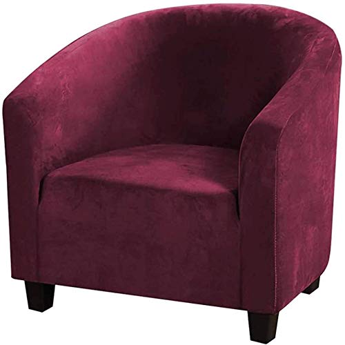 Fundas de terciopelo para sillones, silla moderna de club, funda de terciopelo lavable, para comedor, sala de estar, oficina, recepción, sillón universal, color rojo vino