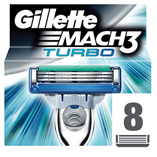 Gillette Mach3 Turbo - Cuchillas de recambio para maquinilla de afeitar, 8 unidades