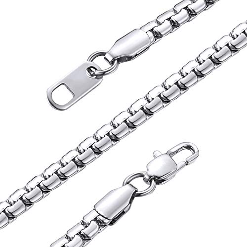 GoldChic Collar eslabones Cadena Collar de Hombre de Acero Inoxidable Unisex Chain Necklace for Boys Girls, 4mm Ancho 51cm Largo