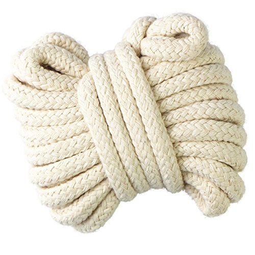 Gouert Cuerda de algodón trenzada, 5 m, 10 mm, color blanco crudo (5 metros)