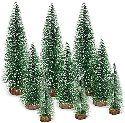 Gxhong Mini árbol de Navidad, árbol de Navidad Artificial 10/15/20 cm, Mini Árbol De Nieve Ideal para Decoración de Navidad (9 piezas)