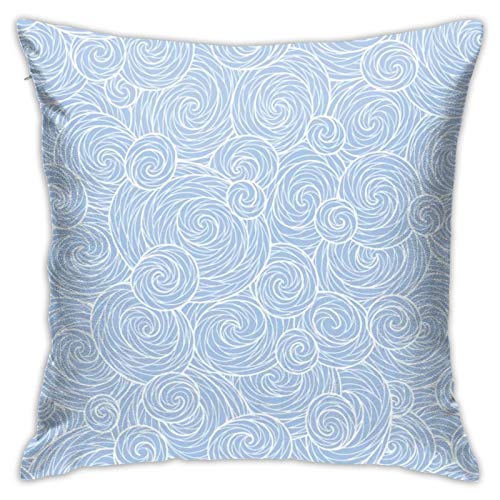 Hand Drawn Waves Pillow Cover Microfiber Pillow Case Cushion Covers for Sofa Outdoor Garden Bed Couch Cushions 45 x 45 cm