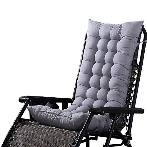 HANHAN Cojín de respaldo alto para silla de jardín, mecedora de jardín, tumbonas de repuesto para tumbonas reclinables con lazos, 120 x 45 cm