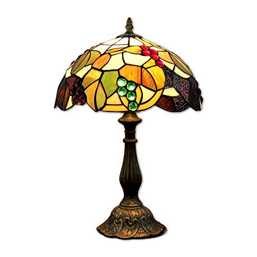Hobaca® 12 pulgadas vitrales Utensilios de noche Tiffany mesita de noche E27 para la sala de estar Retro Vintage Art Deco lámpara de diseño