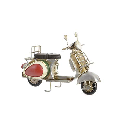Hogar y Mas Moto Vintage, Figura Vehiculo Decorativo de Metal, 3 Modelos a Elegir. Diseño Antiguo/Realista 17,3X7X11,5 cm - Gris Claro
