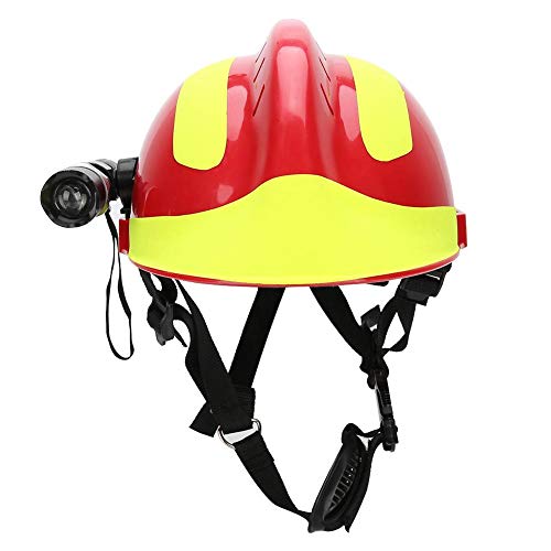 Hopcd Cascos de Seguridad de Rescate de Emergencia, Casco de Protección contra Incendios Aiti-Impact con Faro y Gafas + tamaño Ajustable 53cm-63cm/20.9-24.8in