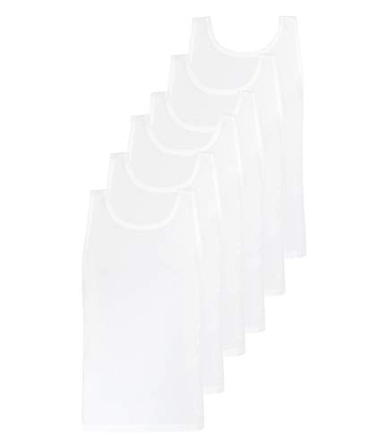 Hugo Boss 50325387-100 - Camiseta interior de tirantes para hombre, algodón puro, regular fit, 50325406, 6 unidades, color blanco, talla L, cantidad: 6 unidades (2 x 3 unidades), color blanco