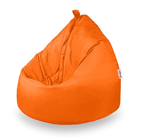 Italpouf - Puff Pera Impermeable Poliéster Infantil L 77 x 90 cm 200l con Funda Extraible Outdoor Exterior / Indoor Muy Resistente Moldeable con Relleno, 25 Colores (Naranja)