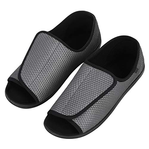 ITODA - Zapatillas diálogas para hombre, ortopédicas con punta abierta, con ampliación, ajustable, zapatos de interior y exterior, antideslizantes, cómodas para pies hinchados