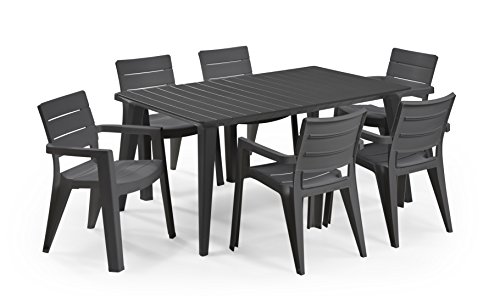 Keter - Set de mobiliario de jardín Lima/Ibiza (mesa + 6 sillas), color grafito