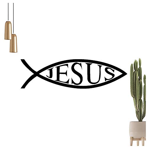 Kiwistar Jesús Pez Fish Pared Adhesivo en 6 tamaños –  – Vinilos Wall Sticker, 20_Goldgelb, 40 x 11 cm