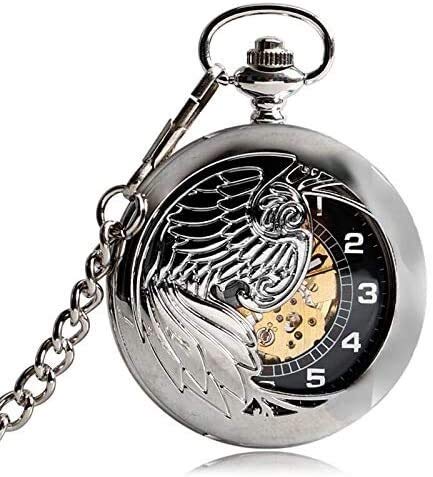 La creatividad de los hombres de plata Modelo de talla de Phoenix relojes de bolsillo Mujeres Material de la caja de viento Fob Reloj automático del reloj regalo pendiente del reloj de bolsillo Jialel