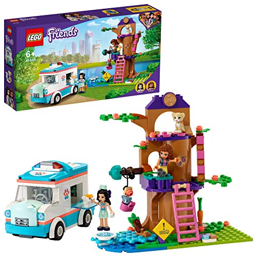 LEGO 41445 Friends Ambulancia de la Clínica Veterinaria Coche de Juguete, Playset con Mini Muñecas Olivia y Emma