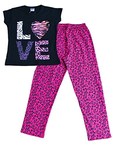 LOVE diseño de chicas de seguridad para anclaje en pijama con estampado Animal para Nochevieja 9 permiten el paso de la 13 años negro