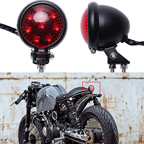 Luz trasera LED para motocicleta Negro brillante con lente roja para Cafe Racer, Scrambler, Proyecto personalizado para Street Bike Chopper Bobber Cruiser CB1300 883 iron