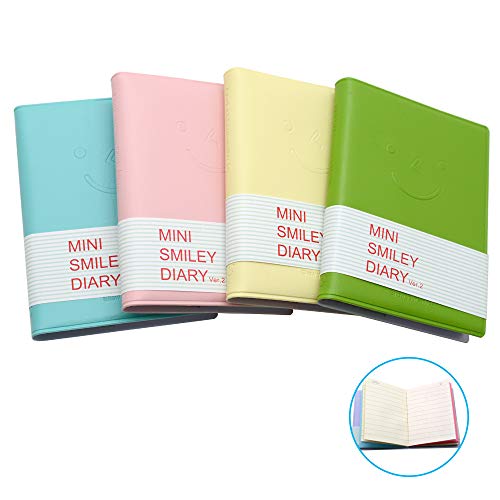 LZYMSZ 4 cuadernos de bolsillo, mini blocs de notas con cubierta de cuero de imitación, páginas en blanco, libro de notas de bolsillo portátil, fácil de arrancar, 10 x 8 cm