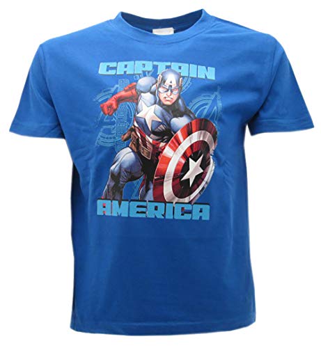 Marvel - Camiseta del Capitán América original Super Eroe Avengers para niño turquesa 9-11 Años