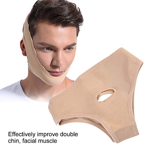 Mascarilla para adelgazar la cara en forma de V, máscara para el cuello de belleza 2 tamaños Unisex delgado Rejuvenecimiento facial con anti-doble barbilla reducir el vendaje de la(L)