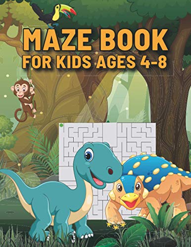 Maze Book For Kids Ages 4-8: The Amazing Dinosaur Mazes Activity Book | Mazes Workbook For Kids Ages 8-10 Easy levels | Bonus Level Improve motor ... year old Perfect gift for kids in Birthday