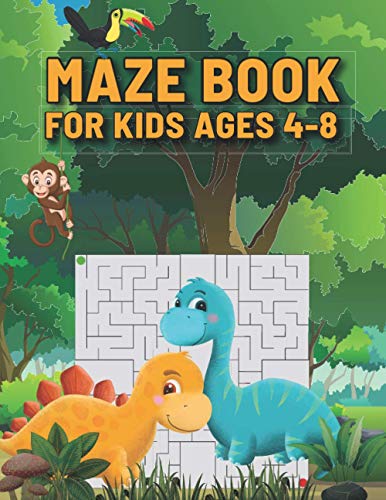 Maze Book For Kids Ages 4-8: The Amazing Dinosaur Mazes Activity Book | Mazes Workbook For Kids Ages 8-10 Easy levels | Bonus Level Improve motor ... year old Perfect gift for kids in Christmas