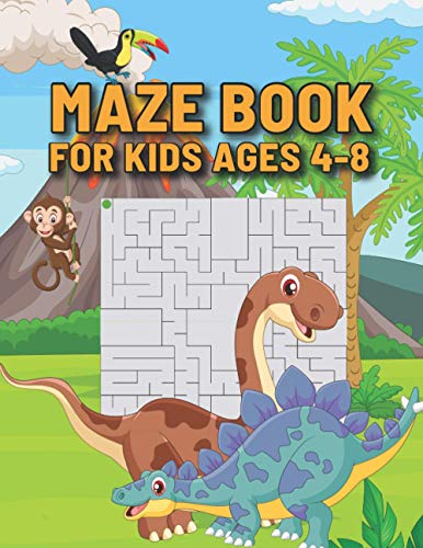 Maze Book For Kids Ages 4-8: The Ultimate Dinosaur Mazes Activity Book | Mazes Workbook For Kids Ages 8-10 Easy levels | Bonus Level Improve motor ... year old Perfect gift for kids in Birthday