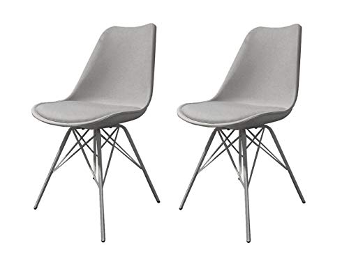 Meubletmoi - Juego de 2 sillas color gris – Estilo escandinavo vintage – Patas de diseño metálico y asiento cómodo – Tomy