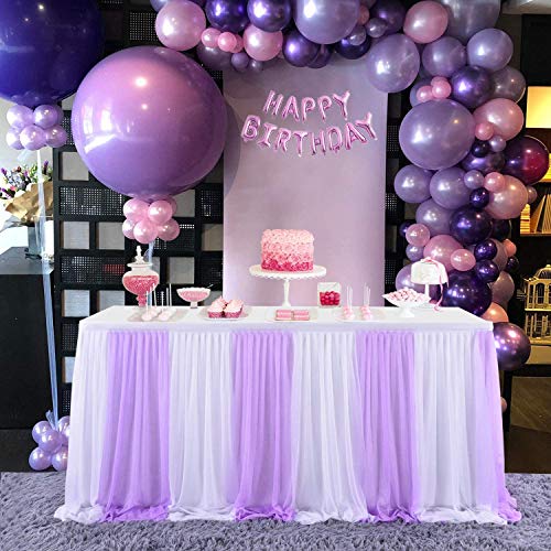 NSSONBEN Falda de mesa de tul para fiestas de bebés, bodas, cumpleaños, cumpleaños infantiles, 183 cm de largo x 77 cm de alto