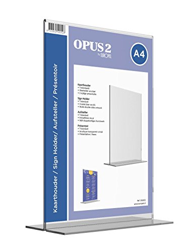 OPUS 2 350052 - Soporte de sobremesa, forma en T, acrilico Transparente, para A4 vertical