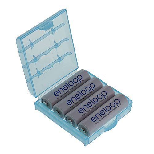 Pack de 4 baterías Panasonic eneloop tipo Mignon AA, 2000 mAh, BK-3MCCE (mín. 1900 mAh) con una Caja para Baterías de alta calidad de Heiba Electronics