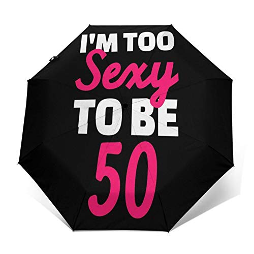 Paraguas Plegable Automático Impermeable 50.o Regalo de cumpleaños yo también,Paraguas De Viaje Compacto A Prueba De Viento, Folding Umbrella, Dosel Reforzado, Mango Ergonómico