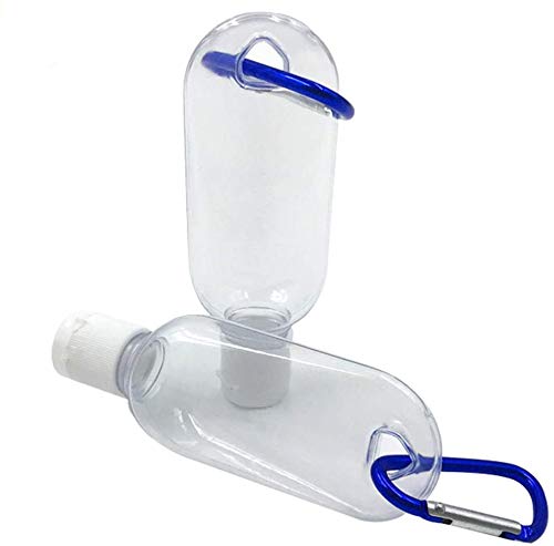 PENGXING 2Pcs 50ml Botella Recargable Vacía Botellas de Almacenamiento con Llavero, Recipiente Cosmético Portátil de Plástico Transparente de Viaje (2pcs)