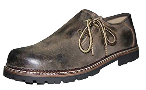 Pezzo D'oro Zapato de avena con acabado antiguo marrón envejecido, piel auténtica, suela de perfil., color Marrón, talla 44 EU