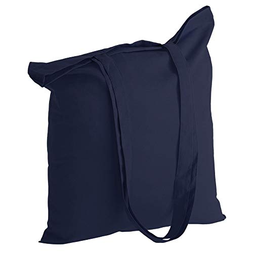 Polhim - Bolsa de tela de algodón reutilizable, 38 x 42 cm, con asas de 70 cm, color azul oscuro, 10 unidades