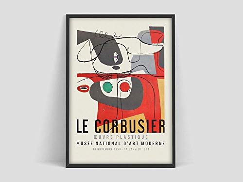 Póster de la exposición de arte Le Corbusier, Musée National d'Art Moderne, 1954, arte abstracto francés, lienzo sin marco de 30 x 45 cm de ancho