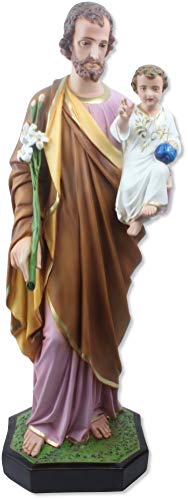 Proposte Religiose Estatua de San José de resina con ojos de cristal. Altura: 85 cm. Pintada a mano.