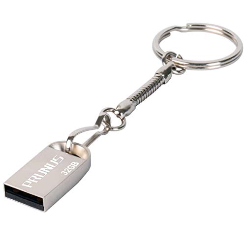 prunus 32GB USB Flash Drive Compatible con Dispositivos 2.0 para Uso Diario, Tamaño Pequeño, Gran Capacidad de Almacenamiento, con Llavero (Plata)