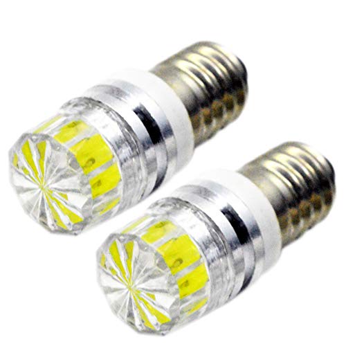 Ruiandsion - Bombillas LED de repuesto para linternas y linternas de cabeza, de 2 W COB 3 V, 6 V, 12 V, E10, Blanca/2700K Amarilla/4300 Blanca cálida, 2 unidades, Blanco, 3 V