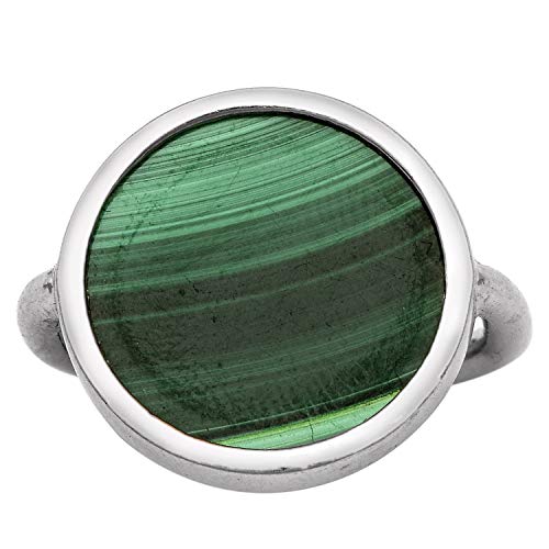 Shine Jewel Hecho a Mano en Plata de Ley 925 con Cabina de 18 mm Anillo de diseñador de Piedras Preciosas de malaquita Verde Natural (14)