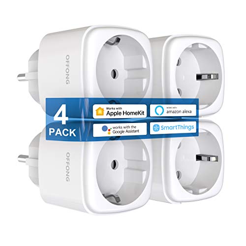 Smart Plug Homekit - Juego de 4 enchufes para Apple HomeKit, Apple Siri, Alexa, Google Assistent, Tuya Smart, SmartThings & App, temporizador y programado, no requiere hub, 16 A/3520 W