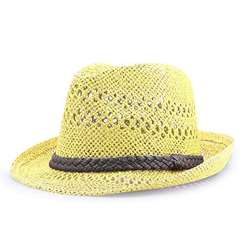 Sombrero para El Sol Sombrero De Paja Hueco Y Transpirable para El Sol Sombrero De Playa 56-58cm Amarillo Fluorescente